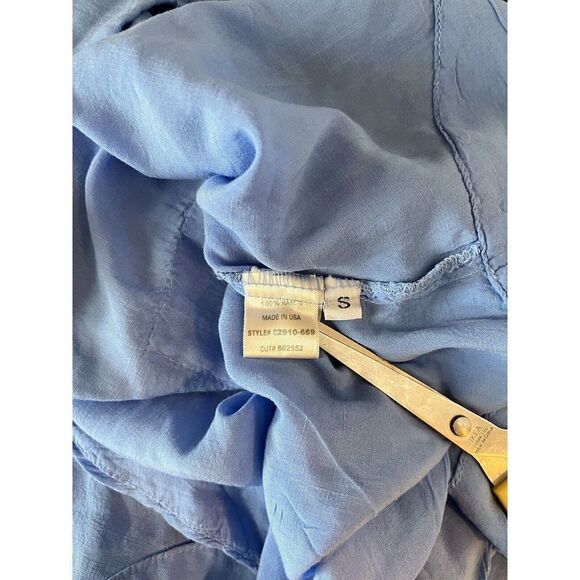 Anthropologie Cloth And Stone Rayon Blue Chambray Blouse 2 Breast Pockets Small - Picture 7 of 9